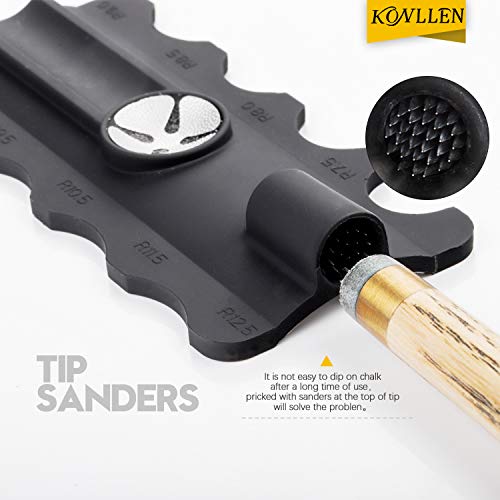 KONLLEN Billiards Cleaning Towel with 5-in-1 Snooker Pool Cue Tip Repair Tool Shaper/Scuffer/Aerator/Burnisher/Radius Gauge Billiard Accessories (Towel+Tip Tool)
