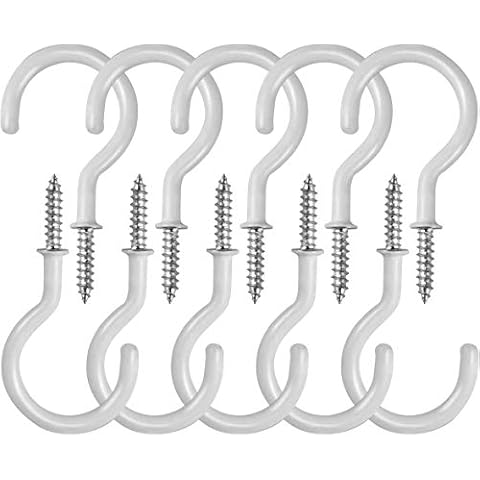 Ceiling Hook 20 Pack 2.9 Inch Cup Hooks Vinyl Coated Screw in Hanger Heavy Duty Hooks for Hanging Plants Outdoor Lights (White) Cover