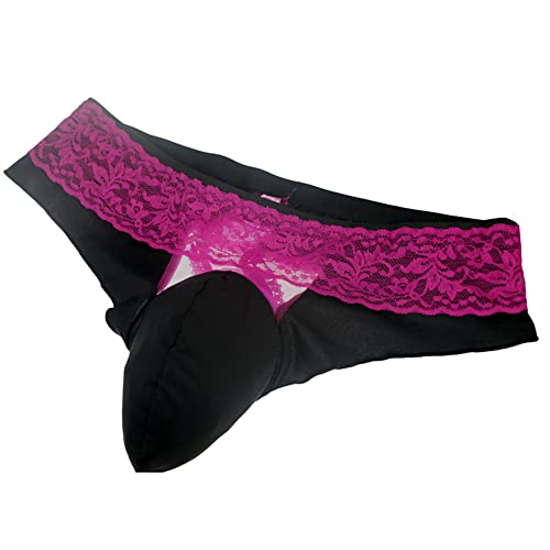 Maiyifu-GJ Men's Lace Trim Low Rise Bikini Sexy G-String Stretchy Thong Breathable Bulge Pouch Panties4