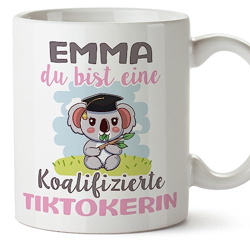 MUGFFINS Tazas Personalizadas para TIKTOKER - En Alemán - Koalifizierte Personalisierte - 11 oz / 330 ml - Regalo Personalizable original y divertido