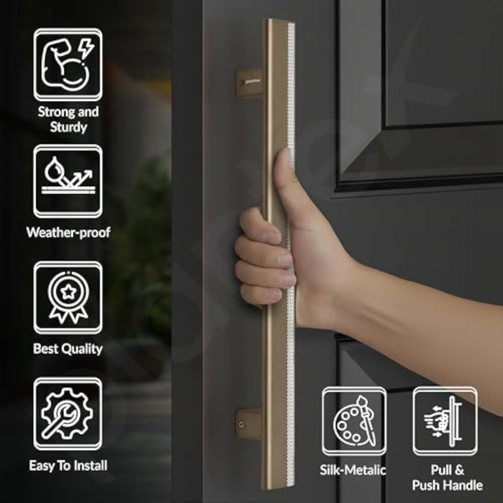 12 Inch Aluminium Pull-Push Door Handle, 3 Pack