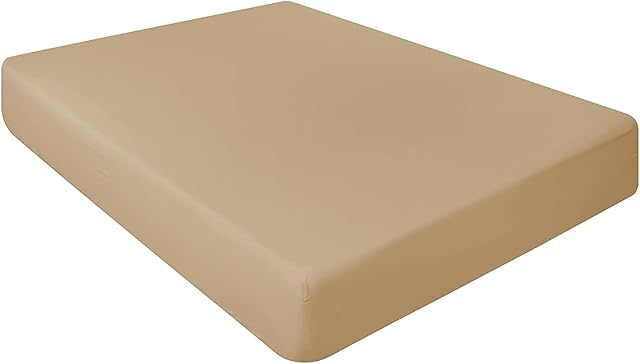 MR&MH 100% Pure Egyptian Cotton - Extra Deep Fitted Sheets - 40CM/16" Extra Deep Pockets - Single Double King Super King Fitted Sheet - Soft & Durable Linens - Breathable Fabric (Beige, Single)