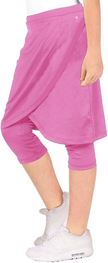 Image of Haloumoning Girls Elastic Waist Knee Length Skirts with Leggings