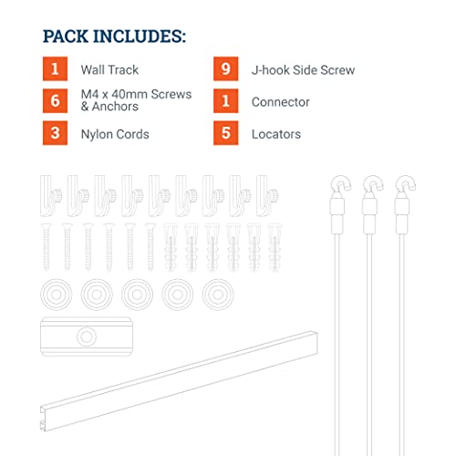 Image of Picture Rail Hanging System Covers 79 Inches | Wall Art Hanging System Includes TR100 Picture Rail Track, Nylon Cords, Artwork Hooks, and Hardware for Track - 1 Pack of Gallery Art Rail