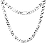 CaptainSteeL Miami - Collar de cadena cubana para hombre y mujer, acero inoxidable 316L, 5/9 mm de ancho, 45,7 cm/50,8 cm/55,9 cm/61 cm de largo, joyería hip-hop, cadena de eslabones cubanos chapada