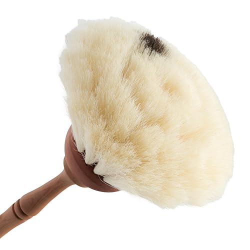 Image of REDECKER Goat Hair Dust Brush with Oiled Pearwood Handle, 13-1 /2 inches - Natural Bristle Duster Cleans Delicate Surfaces, Hanging Loop for Storage - Goat Hair Dusting Brush Made in Germany