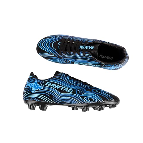 Image of RAWTAG Shark Men's Soccer Football Studs - Synthetic Leather Embossed Upper, Lightweight TPU Sole, Single Colour Premoulded Heel Sports Shoes for Adults & Boys