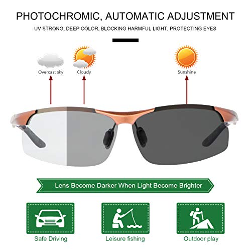 Image of MIRYEA Polarized Photochromic Driving z87 Sunglasses for Men Day Night Safety Glasses