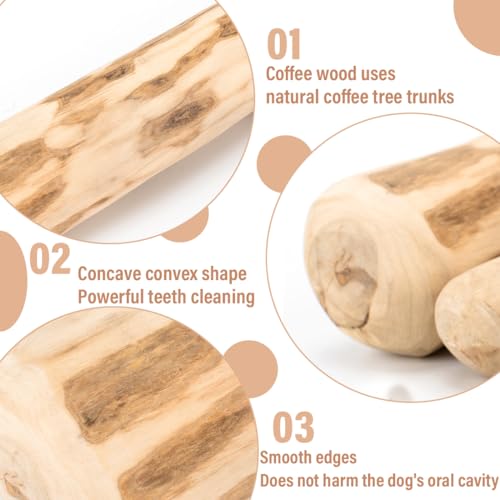 MOLZINY 2 Stück Kaffeeholz Kauholz Kauspielzeug Hund Hundespielzeug Kauen Stifte Kauen Kauknochen aus Kaffeeholz für Welpen für Kleine und Mittlere Hunde