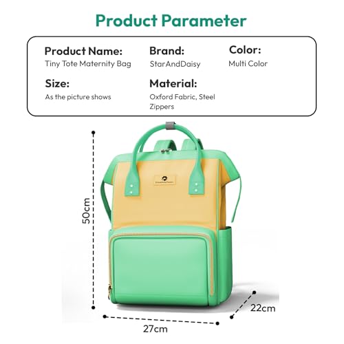 Image of StarAndDaisy Diaper Bag / 30L Lightweight Diaper Bag for Mothers for Travel with 3 Insulated Bottle Pockets /Baby Bag for Mother Travel & Hospital Bag for Baby - Green Yellow