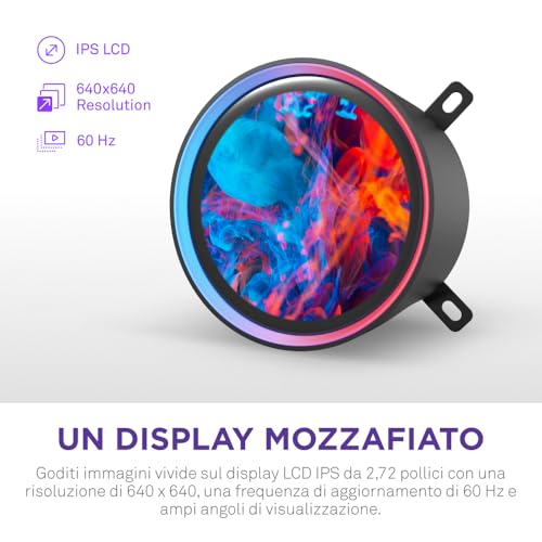Kraken Elite 360 RGB - AIO CPU Liquid Cooler - 360mm Radiator - F360 RGB Core Fan - Customizable 2.72" IPS LCD Turbine Pump - Intel® LGA 1700, 1200/115X, 1851 - AMD® AM5, AM4 - Black - Sistema di raffreddamento - Immagine 4