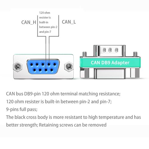 Image of 10 Pack CAN Bus DB9 Terminator Adapter, 120 Ohm CANopen Termination Resistor, DB9 Male to Female Pass Through Connector, 9-Pin Full Wired, Industrial CAN Terminal for PLC DeviceNet Automation Systems