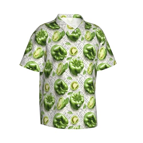 Chemise hawaïenne imprimé poivron vert réaliste amusante homme