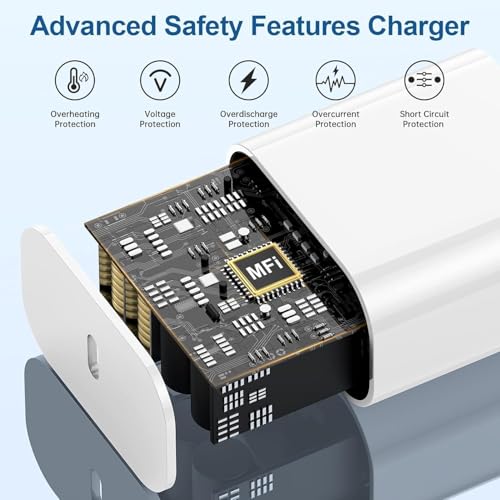 Image of iPhone Charger Fast Charging, Type C Wall Charger Block Plug and 10ft USB C to Lightning Cable Cord Long, Adapter Cube Brick Box for Apple iPhone 14 Pro Max /14 Plus /13 Pro /12 Mini /11 /XS /XR /X /iPad Air