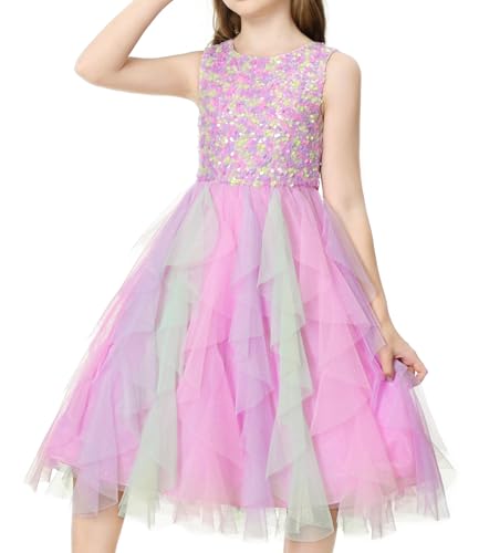 Girls Easter Dress for Spring Lace Tulle Mesh Dress Flower Girls Party Dance Dress for Little Girls3