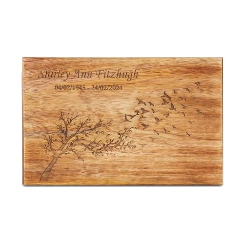 Personalisierte Holzurne für menschliche Asche – Baum des Lebens Gedenkurne für Erwachsene, Männer, Frauen und Haustiere (Katzen und Hunde) – klein 15,2 x 10,2 x 7,6 cm, passend für bis zu 18 kg
