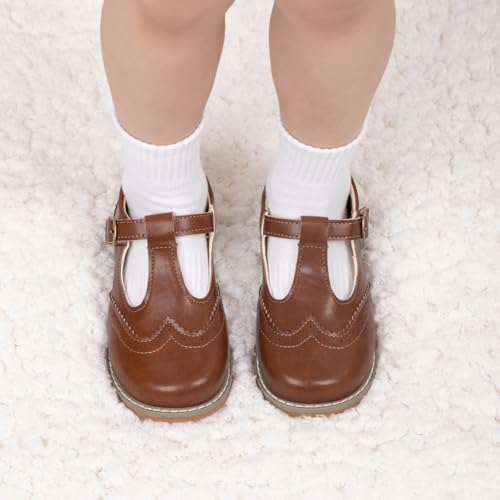Image of Boy's Girl's Classic T-Strap Dress Shoes Wedding Party Church School Uniform Oxford for Toddler /Little Kid