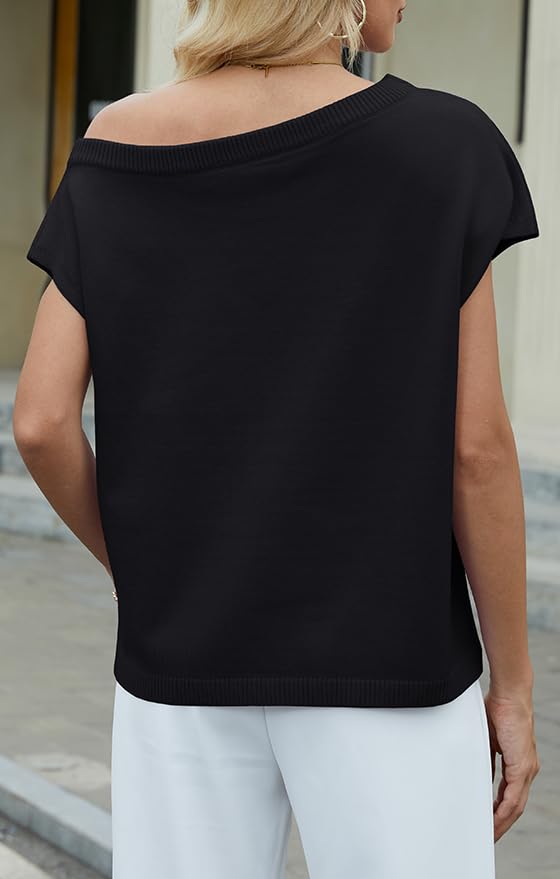 UNCLECAT Women's Off The Shoulder Tops 2025 Trendy Summer Sweaters Casual Lightweight Knit Pullover2