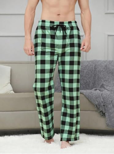 Men's Plaid Pajama Pants - Elastic Waistband, Drawstring Lounge Sleepwear