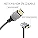 RIIEYOCA 90 Degree Up Angle UHD 4K Mini HDTV Male to HDTV Male 18Gbps hdtv2.0 Extender Coiled Cable Supports 4K@60Hz,1080p,ARC,3D,for,DVRs,Roku Ultra Stretchable to 1.5M/5FT
