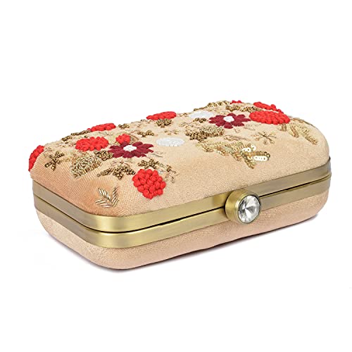 Image of Umera clutch entire heavy embroidery and is a stunning Women' Evening Clutch Purse with Detachable Chain Strap Closure Handbag Suitable for Weddings Proms Night Out Luxury Glam Handbag