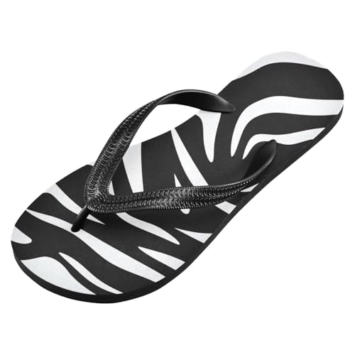 Black White Zebra Print Men's & Women's Classical Beach Rubber Sandal Flip Flop Comfortable Slipper 214A4478