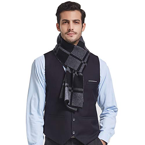 [RIONA] メンズ ウール 100% マフラー 秋 冬 大判 おしゃれ 暖かい 羊毛 マフラー