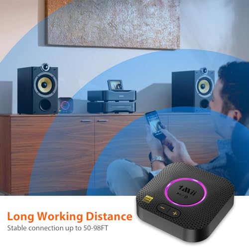 Image of 1Mii B06S+ LDAC Bluetooth 5.3 Receiver for Home Stereo Hi-Res Music Streaming, Hi-Fi Wireless Audio Adapter with aptX HD /LL, Long Range, Volume Control, RCA /3.5mm AUX Outputs