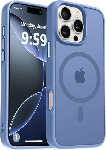URUCHI Güçlü Manyetik iPhone 13 Telefon Kılıfı, [Mag-Safe ile Uyumlu] [Askeri Düzey Düşme Koruması] [Güçlü Silikon Kenarlar] İnce Yarı Saydam Mat Koruyucu Kılıf, Açık Mavi - Görsel 2