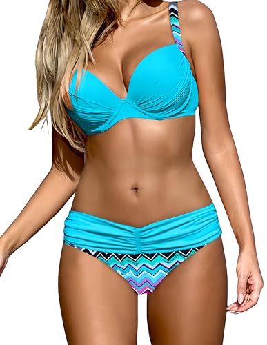 Ocean Plus Damen Gestreiftes Bikini-Set mit Brustpolster Bikinis Push...