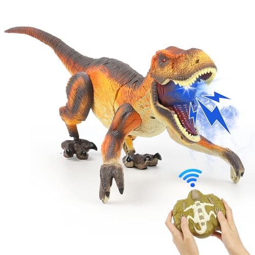 ZWOOS Dinosaurios Juguetes, 2.4G Dinosaurios Teledirigidos para NiñOs, Dinosaurios Juguetes 3 años, con Sensores de Luz, PulverizacióN y Tacto, CumpleañOs Infantiles