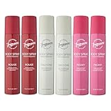 Designer Fragrances 6 Pack Assorted Aromas Bundle - Rouge, Only One & Peony - Women's Body Spray Deodorant Cans - For Instant Freshness On The Go - Long Lasting Smell, Great Gifts - 100ml