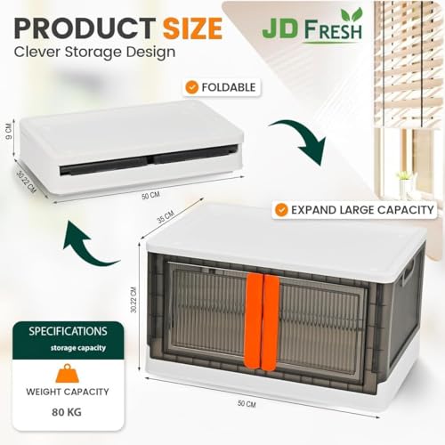 Image of JD FRESH Plastic Double Door Wardrobe for Storage /Storage Organizer /Kitchen Cupboard /Versatile and Sturdy Almirah for Clothes /Closet for Bedroom /Living Room /Laundry Room /Study - 2-Tier(White)