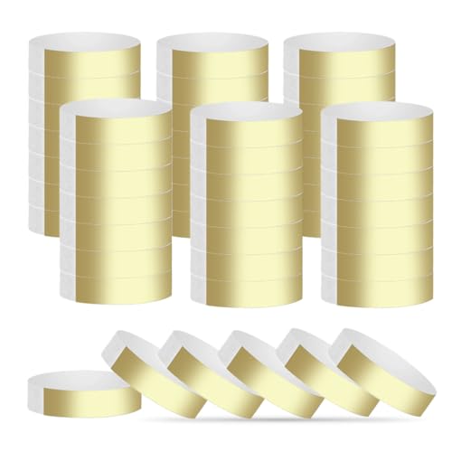 LICQIC 200 Pcs Gold Event Wristbands, Party Wristbands, Waterproof Wristbands Suitable for Event Parties Concerts Water Parks