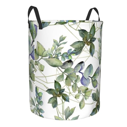 Panier à linge haut eucalyptus vert au design végétal soigné - 3