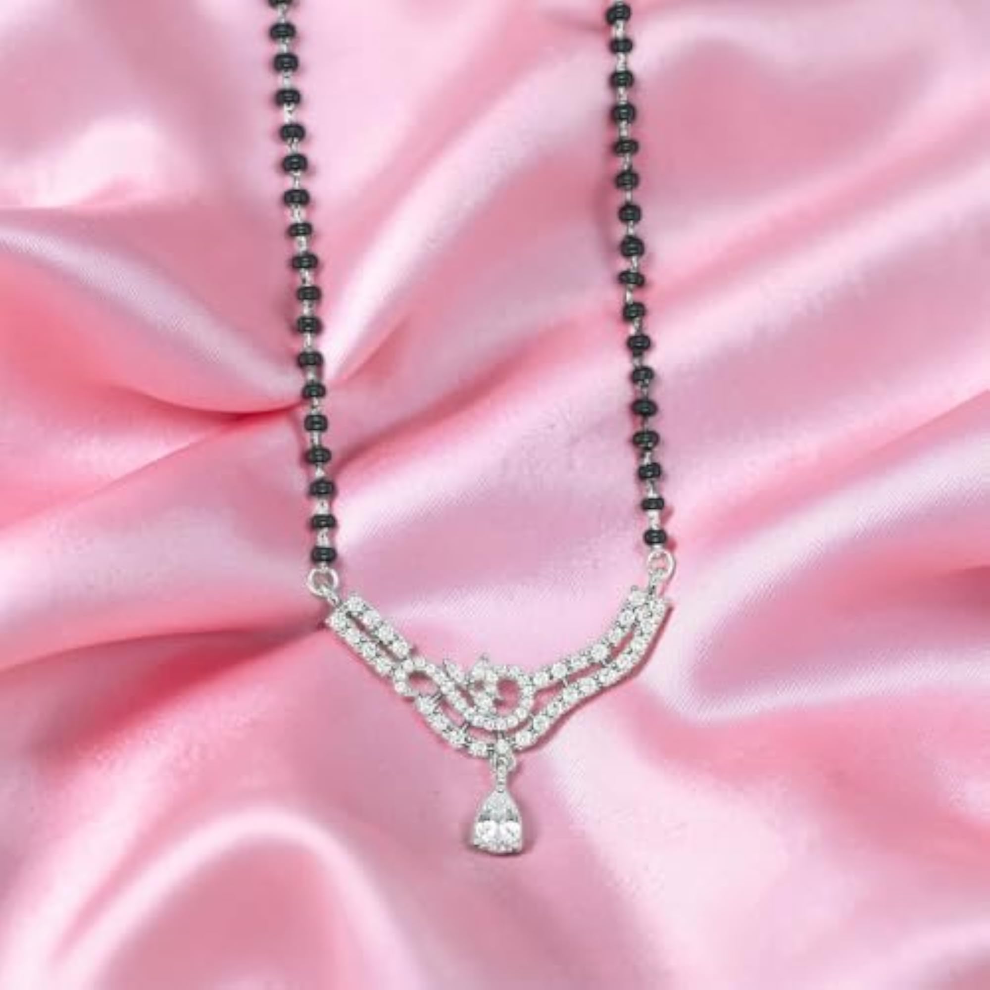 Women's 925 Sterling Silver Sparkling Zircon Design Mangalsutra