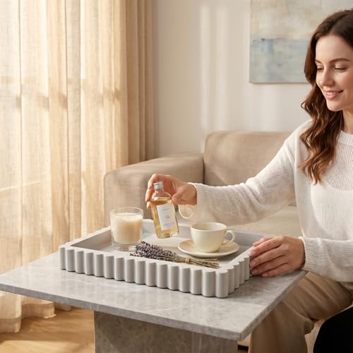 Plateau ottoman carré blanc en bois pour table basse