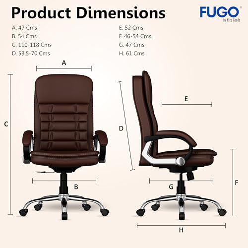 Image of FUGO FG112 Ergonomic Office Chair,Adjustable Height,Cushioned Back&Seat,Tilting Mechanism,Heavy Duty Metal Base,Dual Nylon Casters,Comfortable Desk Chair for Work,Home Office,3-Year Warranty.(Brown)