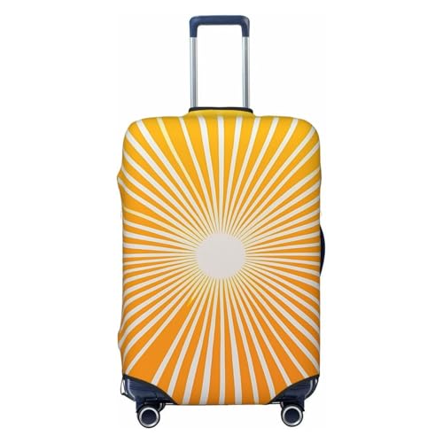Yellow And White Sunburst Pattern Elastic Travel Luggage Covers Dustproof Scratch-Resistant Suitcase Protector Fit 22-24 Inch