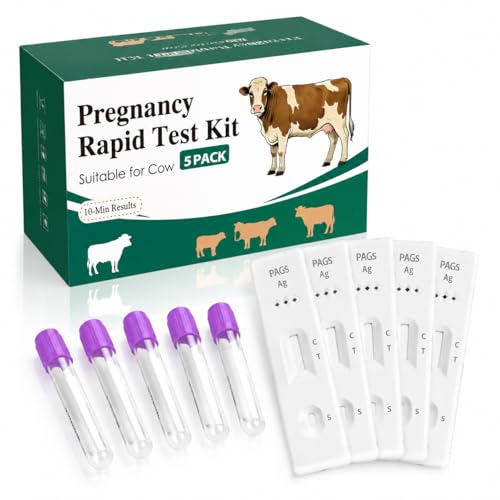 Bovine Pregnancy Test Kit for Cows (5 Tests) Rapid Results in 5-20 Minutes Early Gestation Detection at 28 Days for Dairy & Beef Cattle