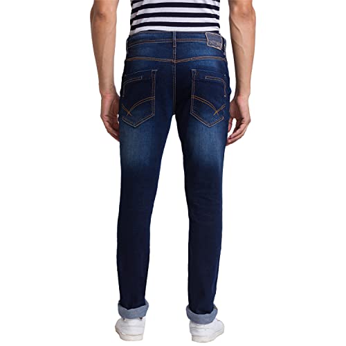 Image of Parx Men's Cotton Blend Jacquard Pattern Skinny Fit Flat Front Jeans
