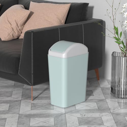 Image of 3.5 Gallon Plastic Trash Can with Swing Lid, Slim Wastebasket