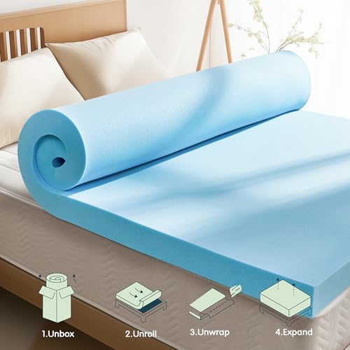 CHUN YI 4 Inch Memory Foam Mattress Topper Twin XL, Gel Infused Bed Topper for Pressure Relief, Extra Long Twin Mattress Pad, CertiPUR-US Certified