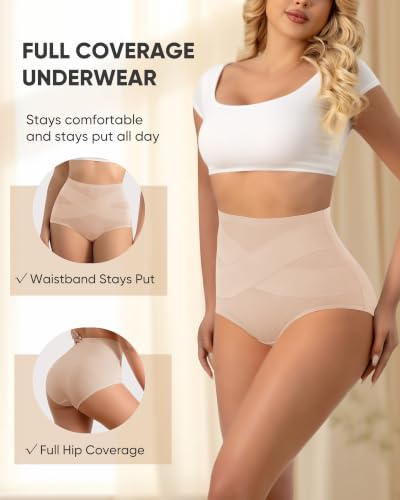 Image of Women's Cotton Underwear High Waisted Post Partum Soft Panties 4 Pack