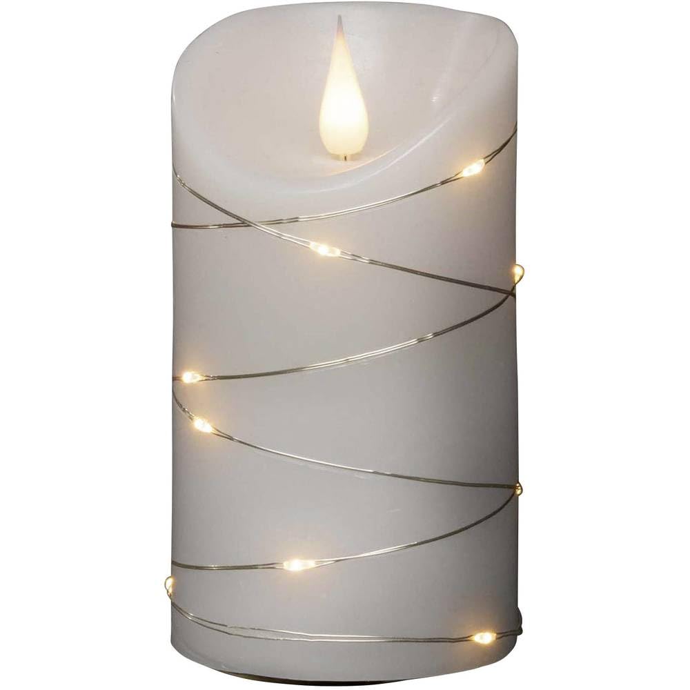 Konstsmide Battery Candles 3D Living Light Battery Operated Flickering Moving Flame Candle Real Wax 4 or 8 Hour Timer Function 21.5 x 10 cm Warm White