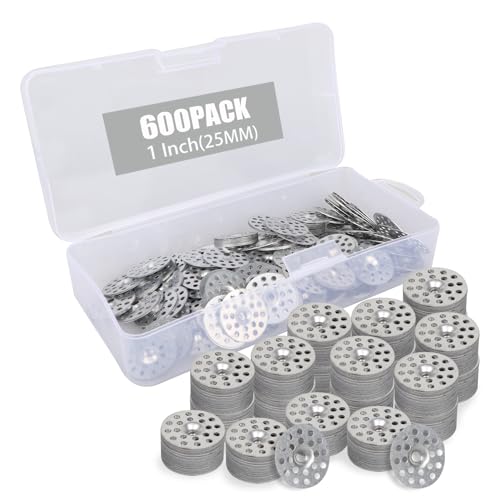 Hokimder 600Pcs 1 Inch Plated Plaster Washers, Metal Foam Board Washers Fasteners for Screws Plaster Repair Rings Profile Washer and Wall Ceiling Drywall Plaster Repair(with Storage Box)