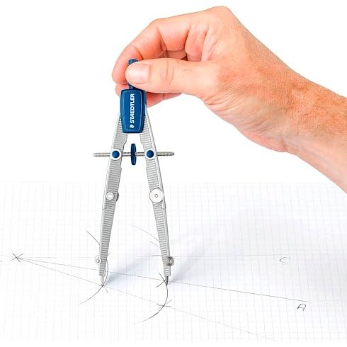 Miniatura 2 de STAEDTLER Noris 550 Compás escolar metal – ajuste rápido, Ø 395 mm | Husillo central para ajuste rápido, brazos articulados – set de geometría con estuche – Art.-Nr. 550 01