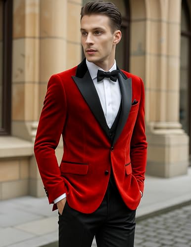COOFANDY Mens Tuxedo Jacket Slim Fit Velvet Blazer One Button Suit Jacket for Wedding Prom Party3