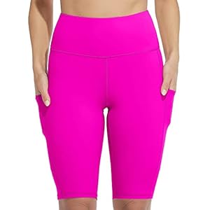 CharmLeaks Women Yoga Shorts with Two Pocket Workout Tummy Control Leggings Running Shorts