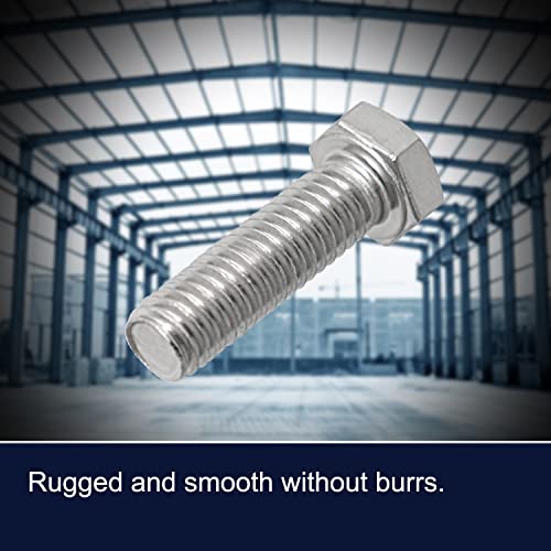 Image of Left Hand M6 x 20mm Hex Head Bolts Screws 304 Stainless Steel, A2-70 Fasteners Fully Machine Reverse Threaded SUS304 4 Pcs